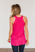 Waiting For Sunshine Waffle Knit Tank Top- Hot Pink