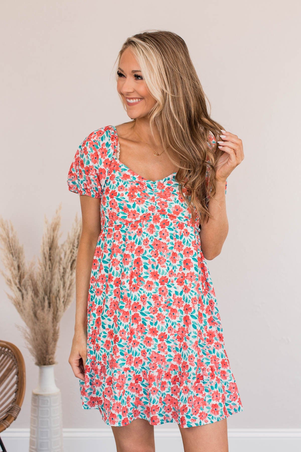 Sway With The Wind Mini Dress- Coral – The Pulse Boutique