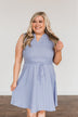 Feels Like Heaven Striped Dress- Dusty Blue