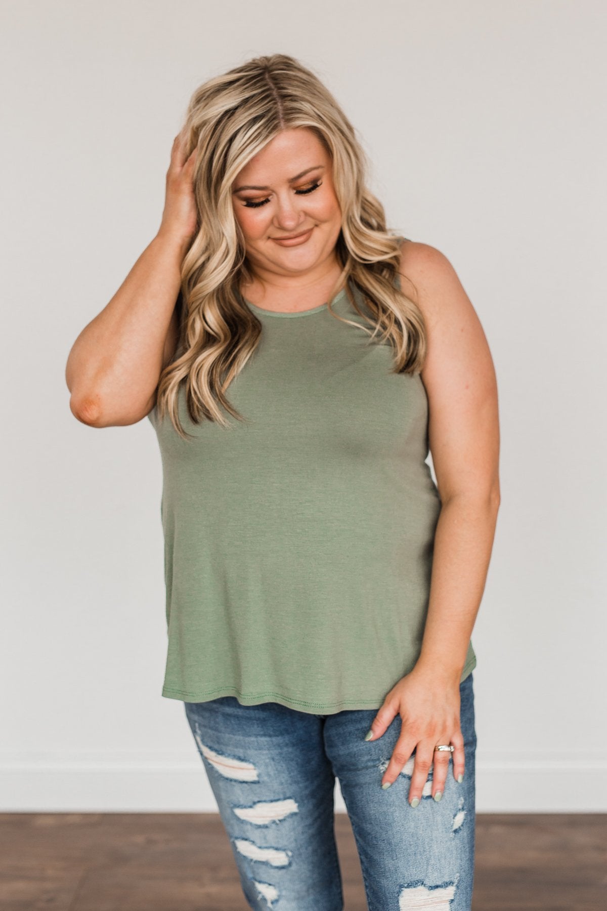 Feeling Great Criss-Cross Tank Top- Olive