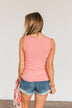 Uplifting Spirits Button Henley Tank Top- Pink