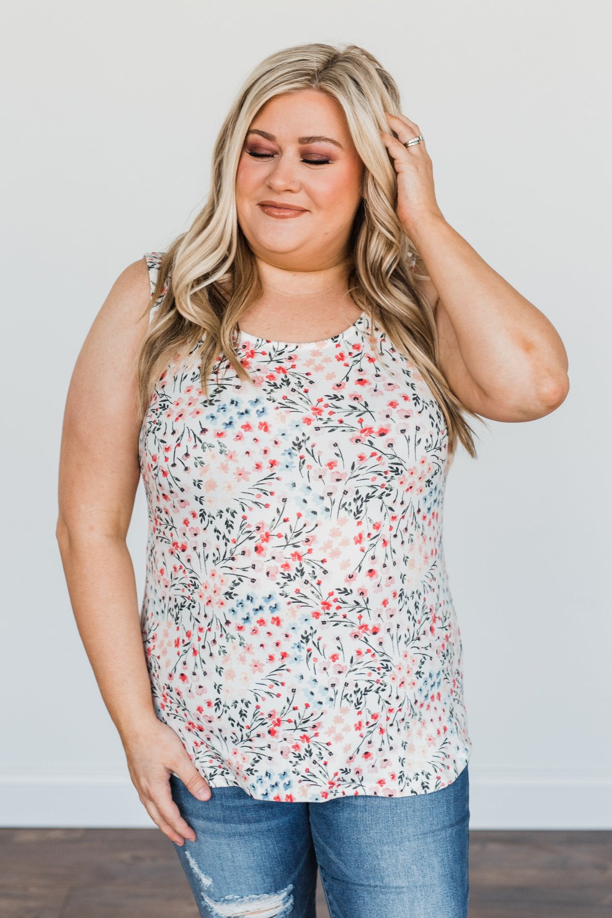 Love To Give Floral Tank Top- Ivory – The Pulse Boutique