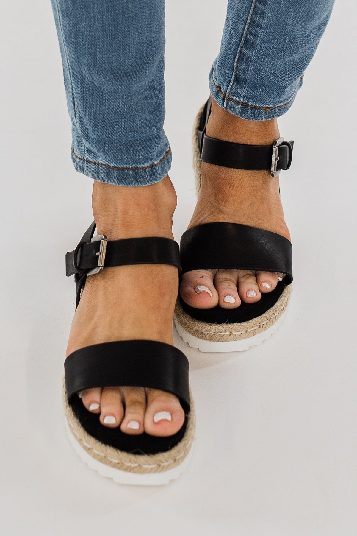 Espadrille platform hot sale sandals black