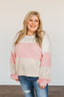 Chasing My Dreams Color Block Top- Ivory, Dusty Pink & Oatmeal