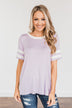 Looking Lovely Varsity Stripe Top- Lilac