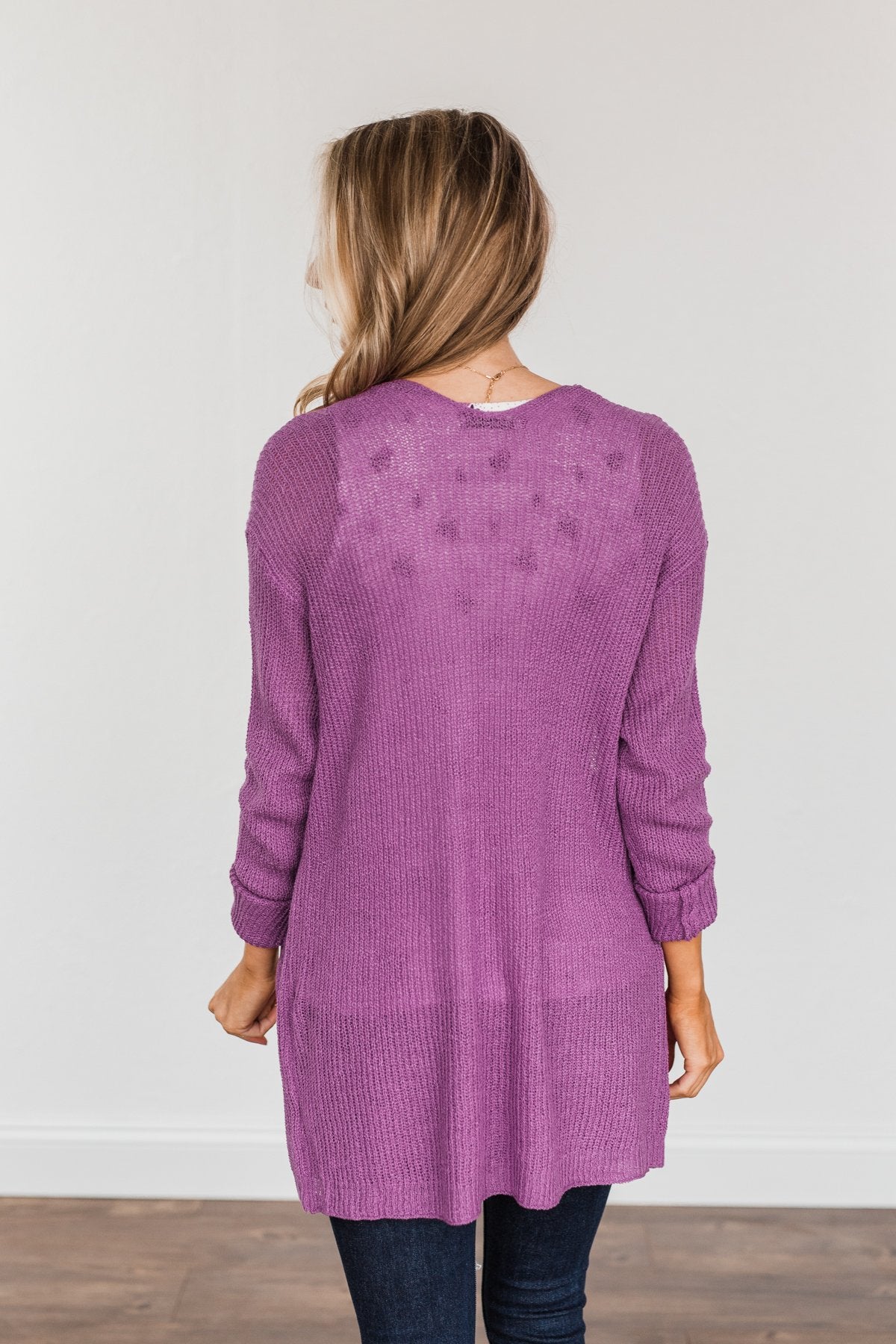 Time For An Adventure Knit Cardigan- Dark Orchid