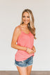 Feeling Lovely Swiss Dot Lace Tank Top- Pink