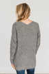 Because Of You Waffle Knit Sweater- Charcoal