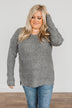 Because Of You Waffle Knit Sweater- Charcoal