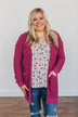 Stealing Glances Popcorn Knit Cardigan- Magenta