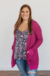 Stealing Glances Popcorn Knit Cardigan- Magenta