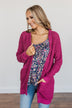 Stealing Glances Popcorn Knit Cardigan- Magenta