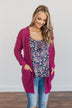 Stealing Glances Popcorn Knit Cardigan- Magenta