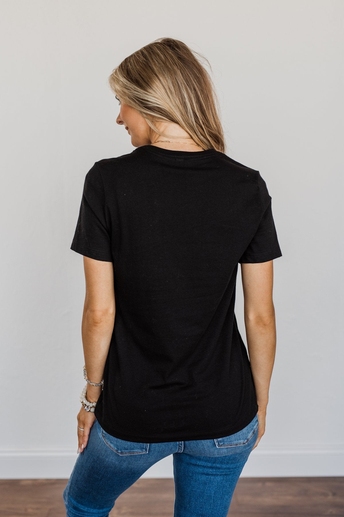 "Thankful, Blessed & Kind Of A Mess Mama" Graphic Top- Black