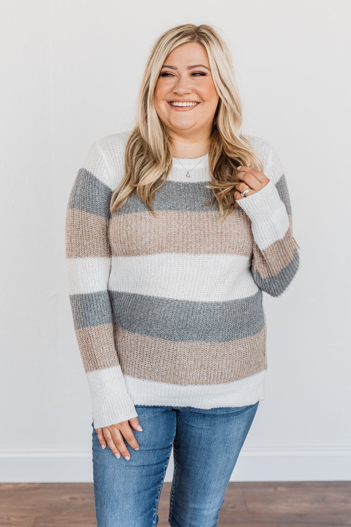 Fall Destination Babydoll Sweater In Grey • Impressions Online Boutique