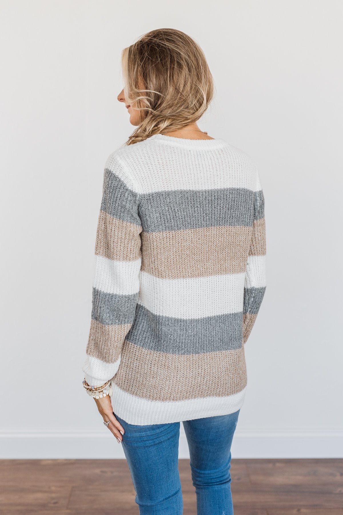 Fall Destination Babydoll Sweater In Grey • Impressions Online Boutique
