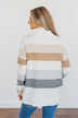 Sweet Autumn Air Turtleneck Sweater- Ivory, Camel & Grey