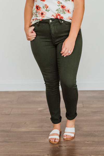 KanCan High-Rise Colored Skinny Jeans- Dark Olive – The Pulse Boutique