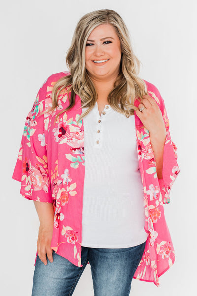 Tell Me About It Floral Kimono- Deep Pink – The Pulse Boutique