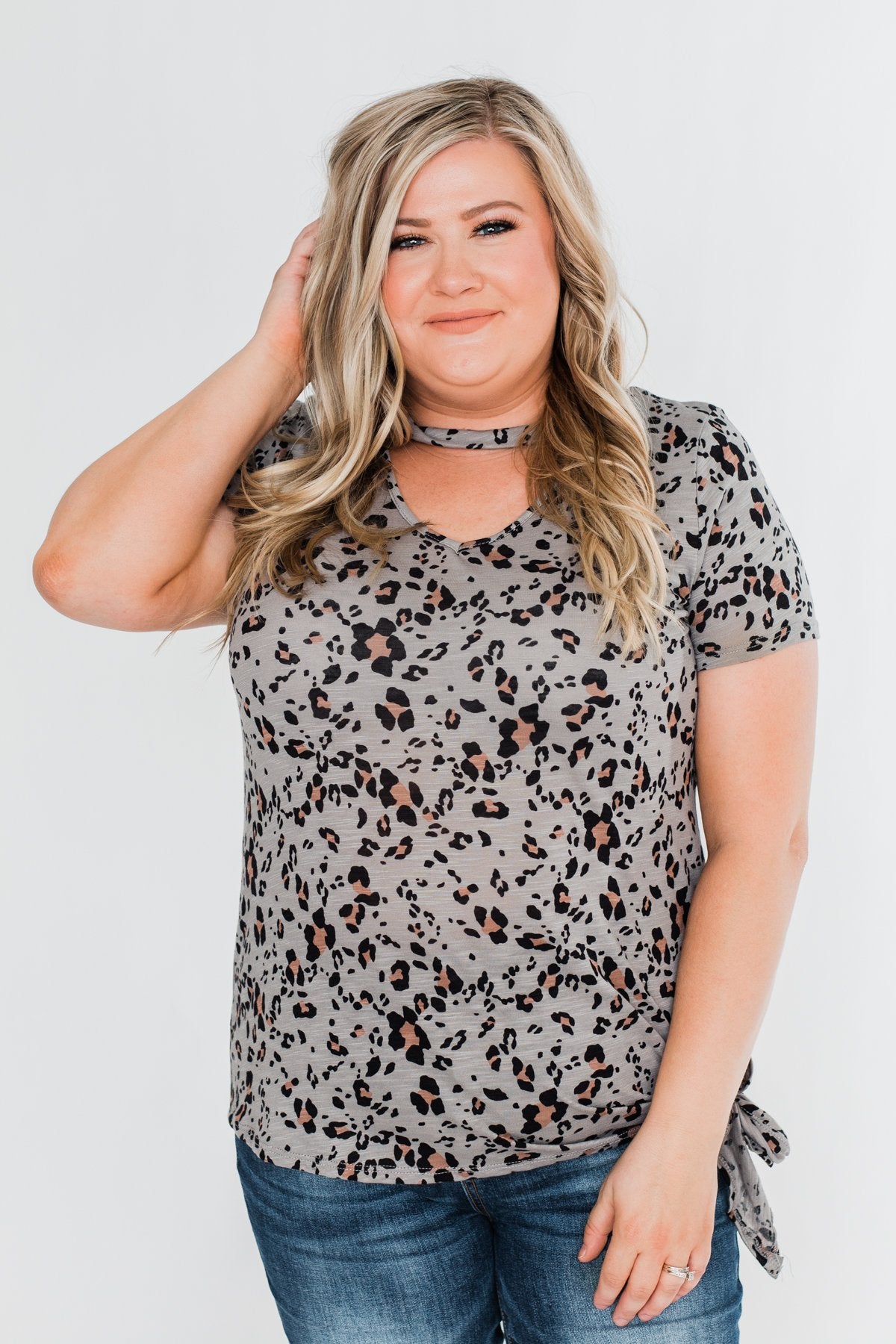 Into The Wild Leopard Tie Top- Slate Grey – The Pulse Boutique