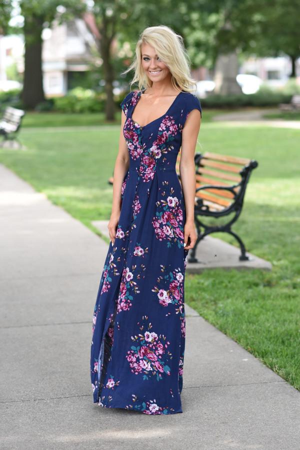 Navy short sleeve maxi dress best sale