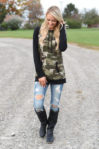 Camo Hoodie - Black – The Pulse Boutique