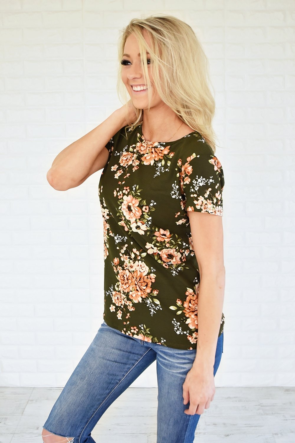 Beautifully Blooming Top ~ Olive – The Pulse Boutique