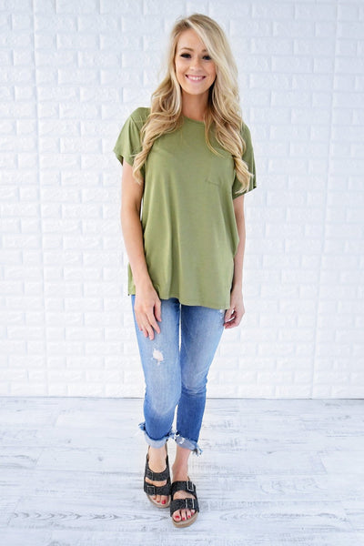 Ready or Not Pocket Top ~ Olive – The Pulse Boutique