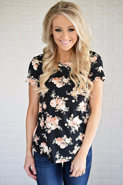 Pulse Ampersand Fall Floral Tee - Black – The Pulse Boutique
