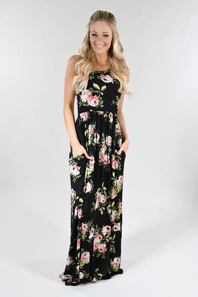 Black Roses Maxi Dress – The Pulse Boutique