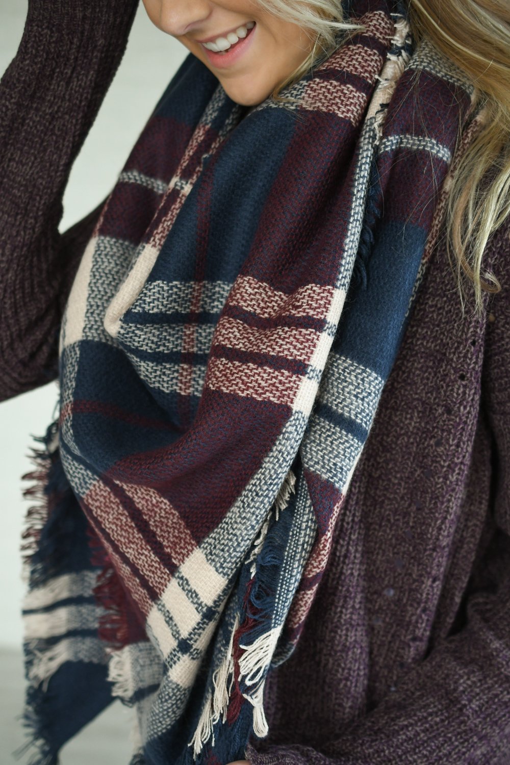 Purple & Navy Blanket Scarf