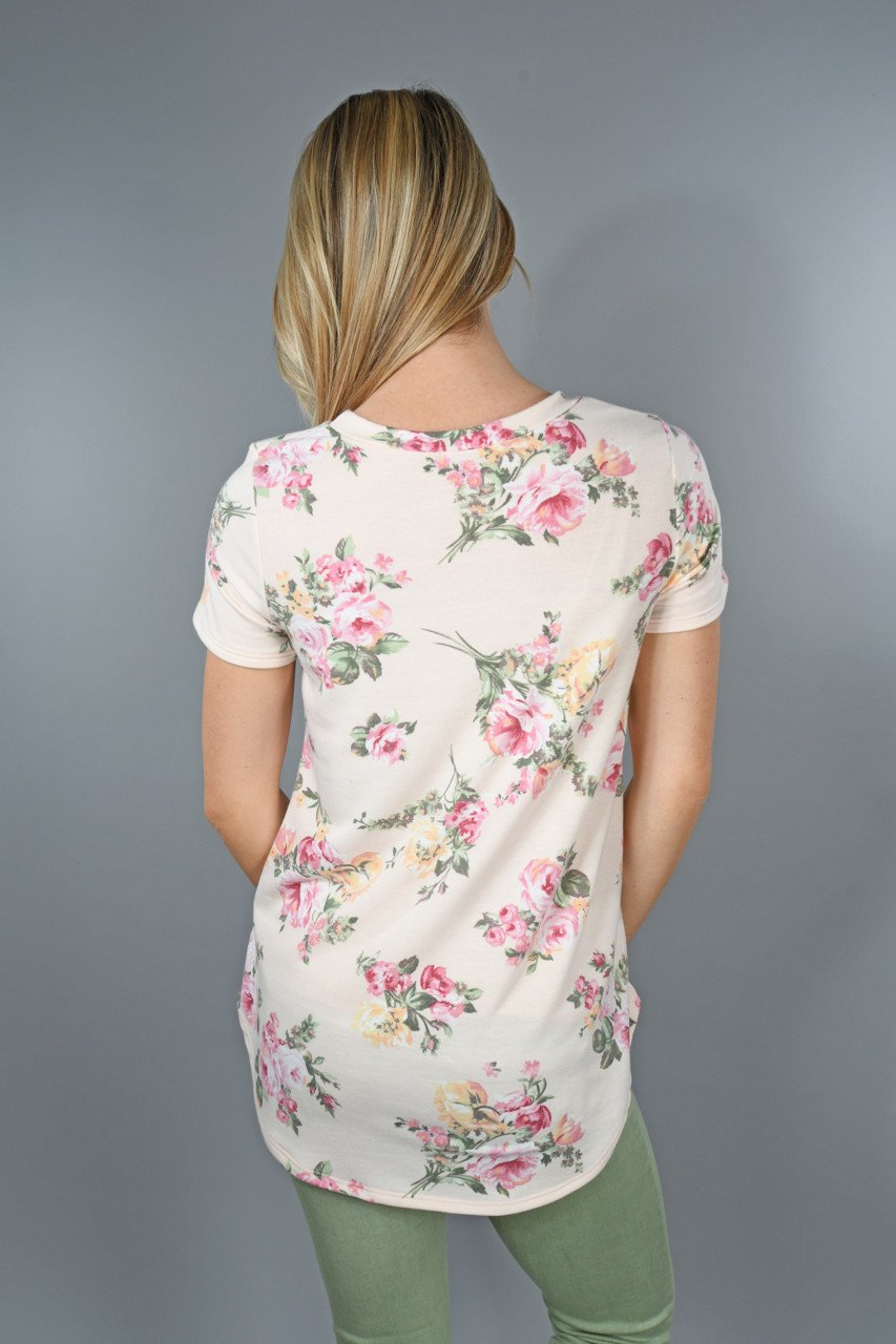 Light Peach And Pink Floral Top