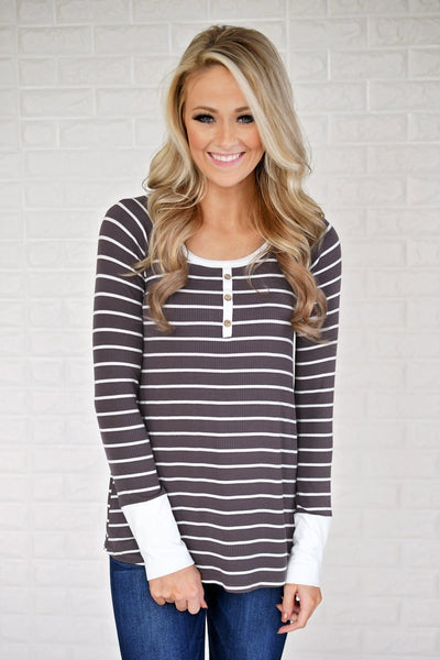 What About Us Striped & Lace Top – The Pulse Boutique