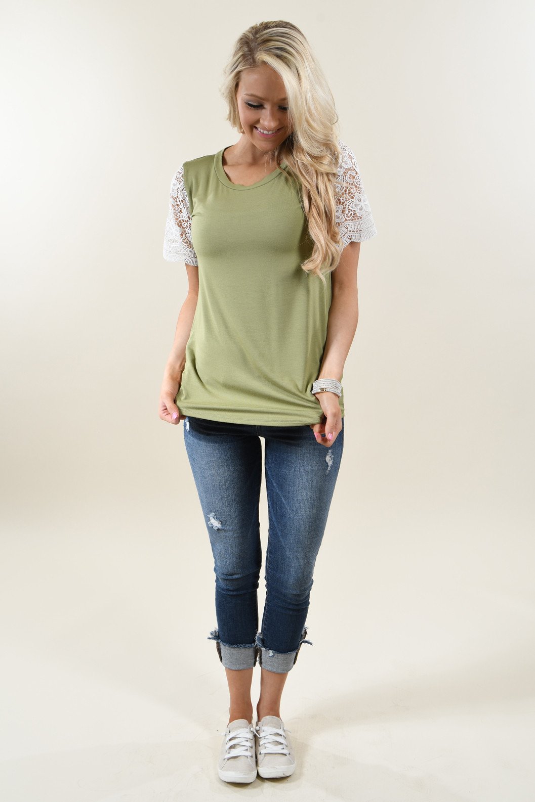 It's All Cool Detail Sleeve Top ~ Olive – The Pulse Boutique