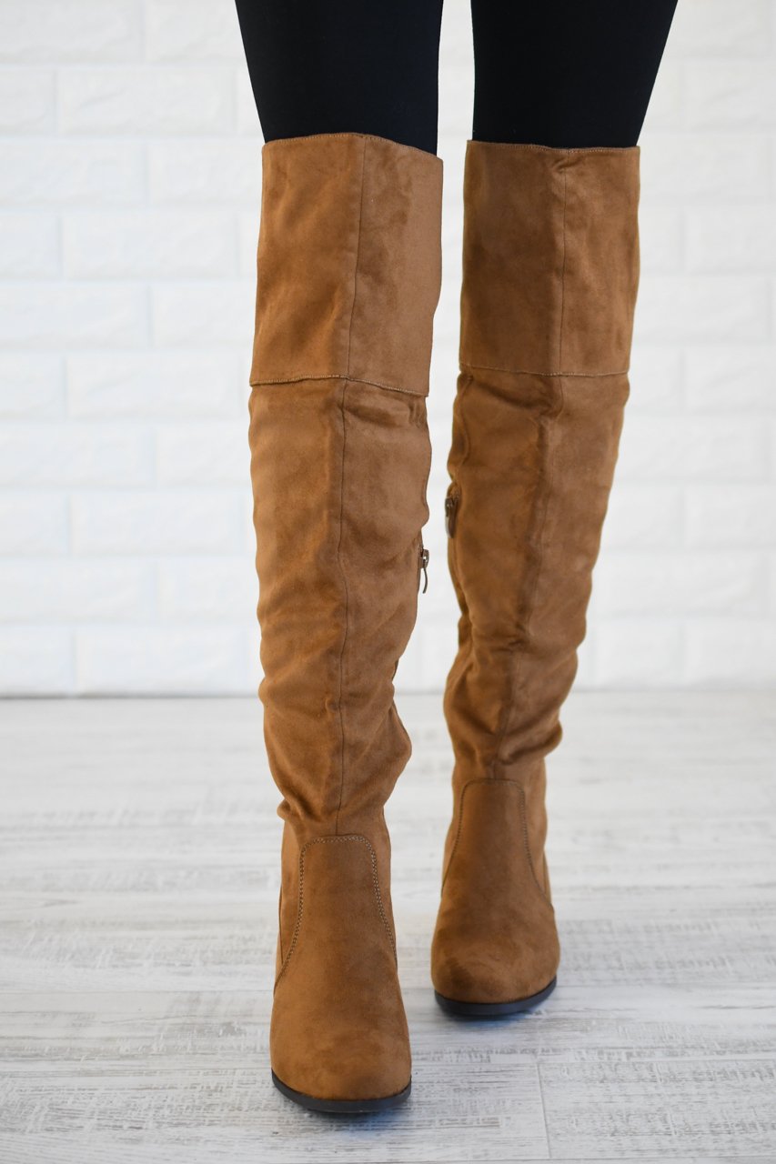 Camel over the shops knee boots