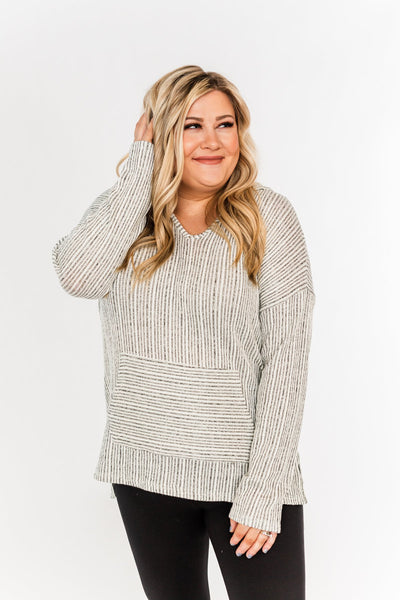 Embrace The Day Knit Hoodie- Ivory & Dark Charcoal – The Pulse Boutique