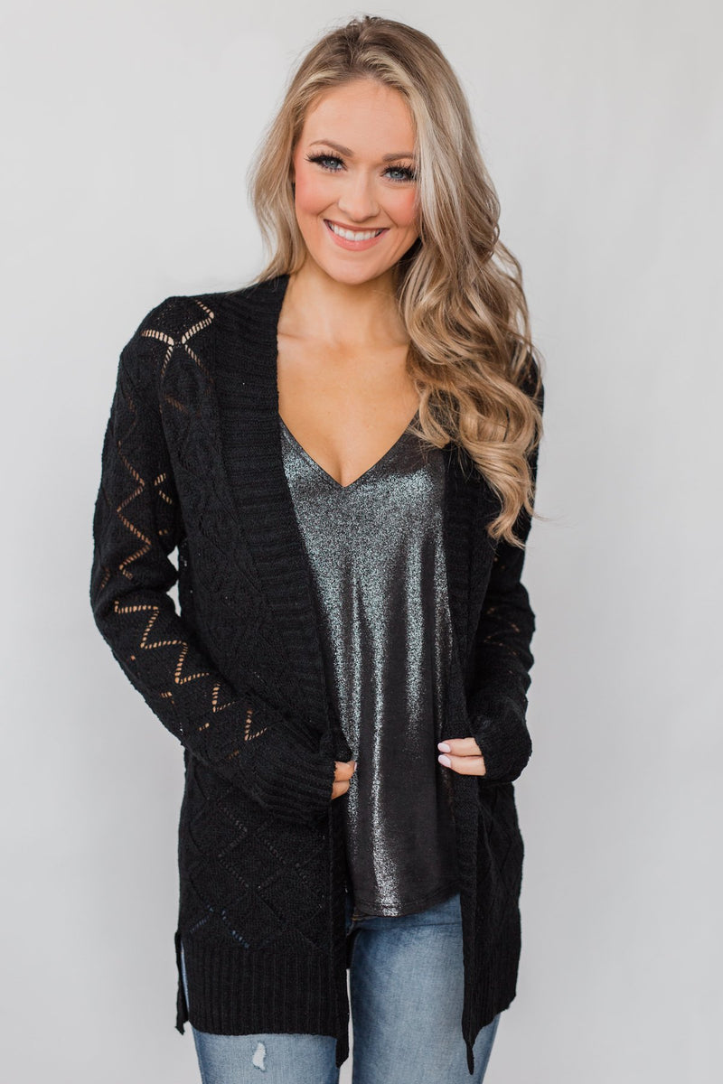 Pointelle 2024 cardigan black