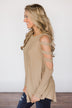 Taupe Cold Shoulder Top