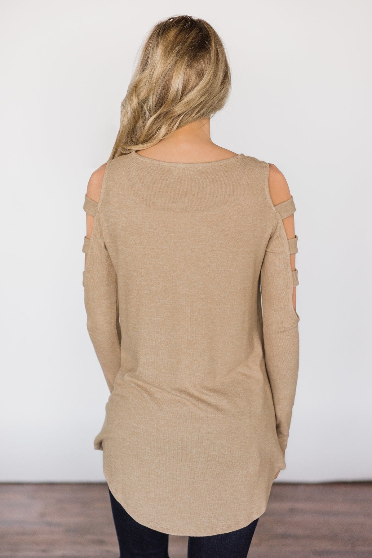 Taupe Cold Shoulder Top