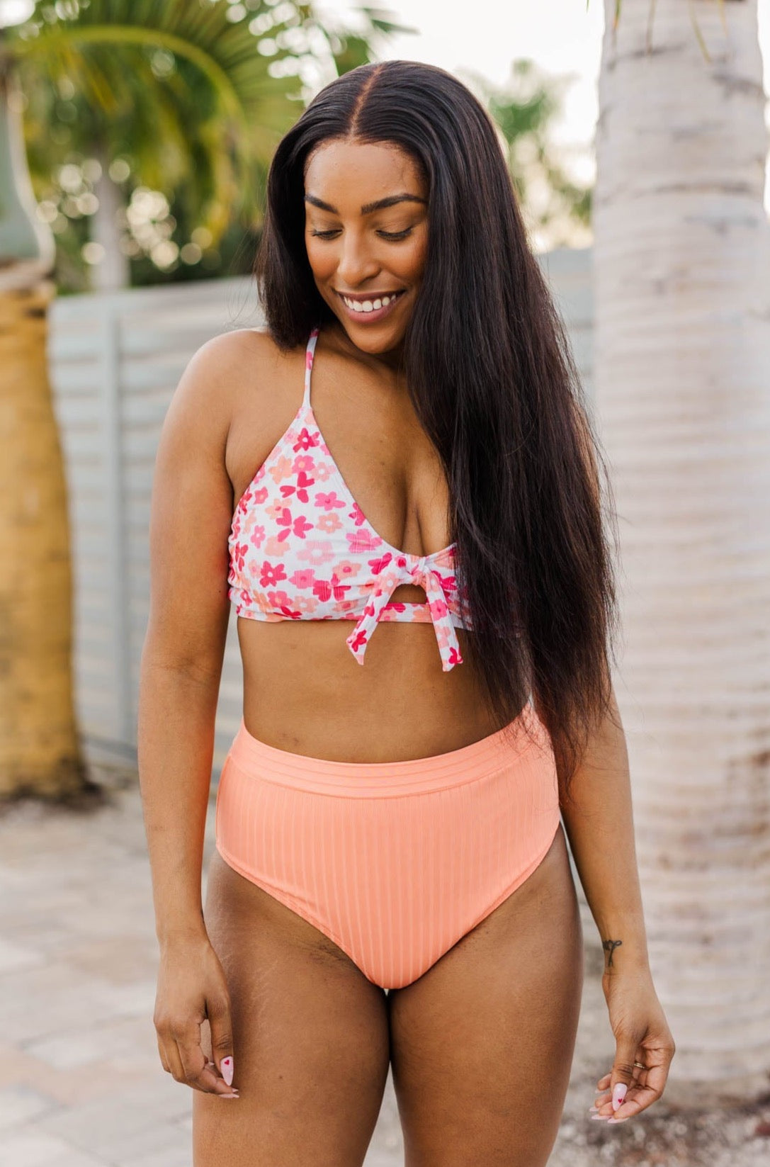 Pink stop print triangle bikini top | ARMANI EXCHANGE Woman