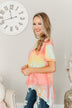 Simpler Times To Come Tie-Dye Top- Coral, Yellow & Blue