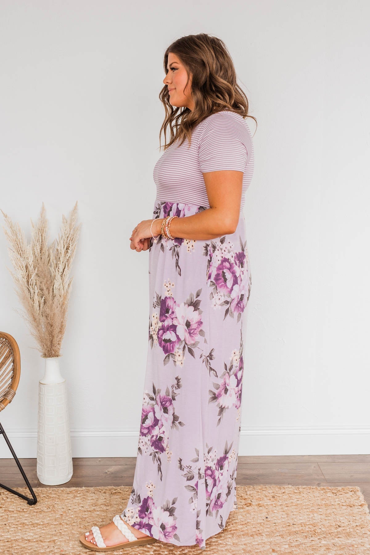 Lavender floral maxi on sale dress