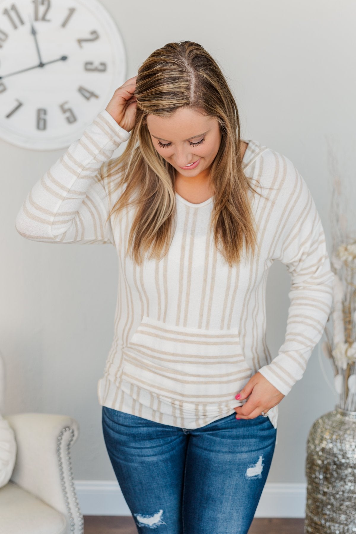 Magnificent Mornings Striped Hoodie- Oatmeal – The Pulse Boutique