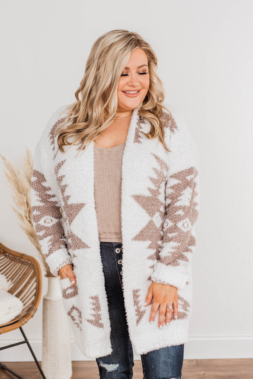 A Blanket Of Love Aztec Knit Cardigan- Ivory & Taupe – The Pulse