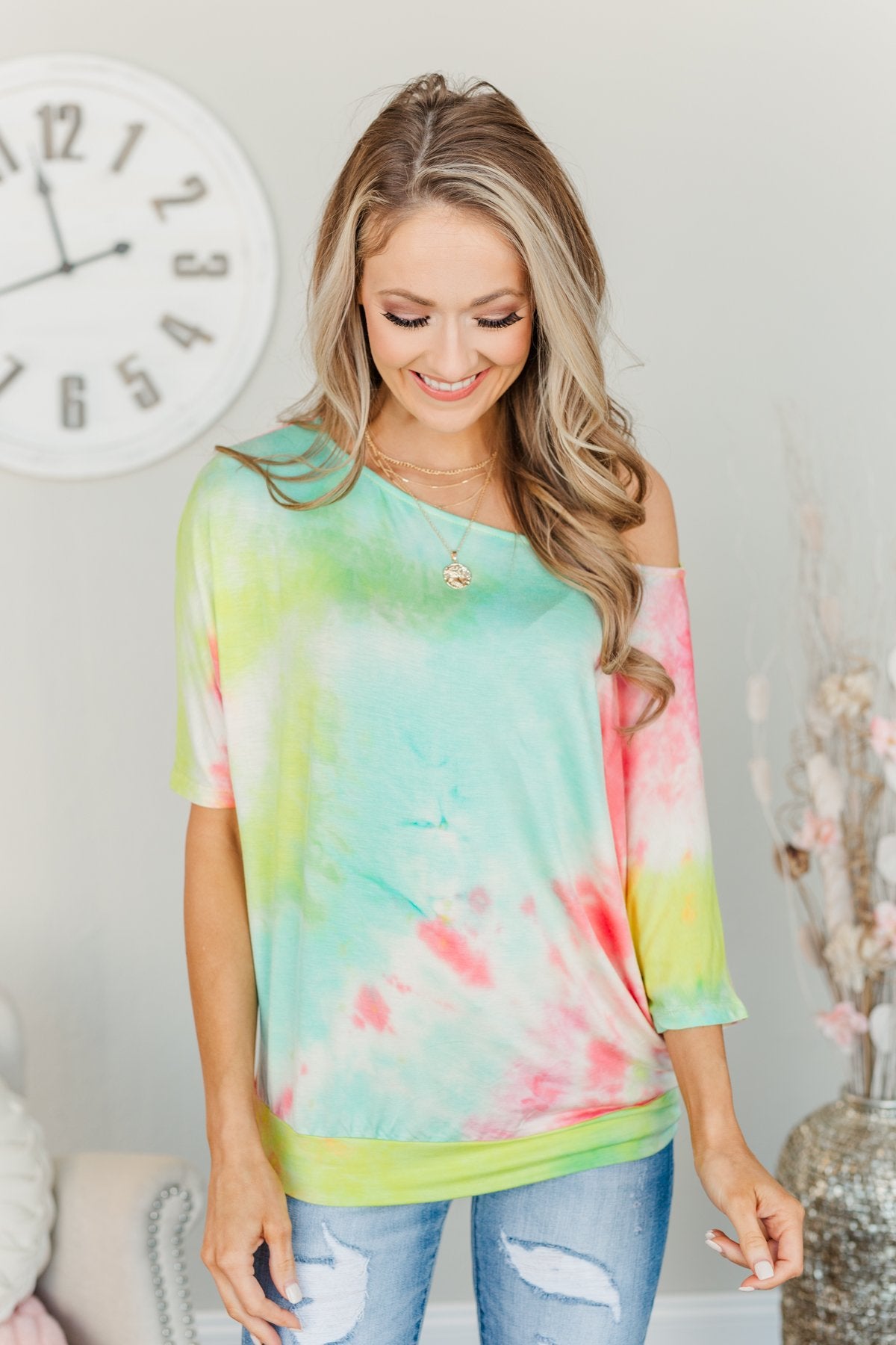 Days With You Tie-Dye Top- Red, Yellow & Aqua – The Pulse Boutique