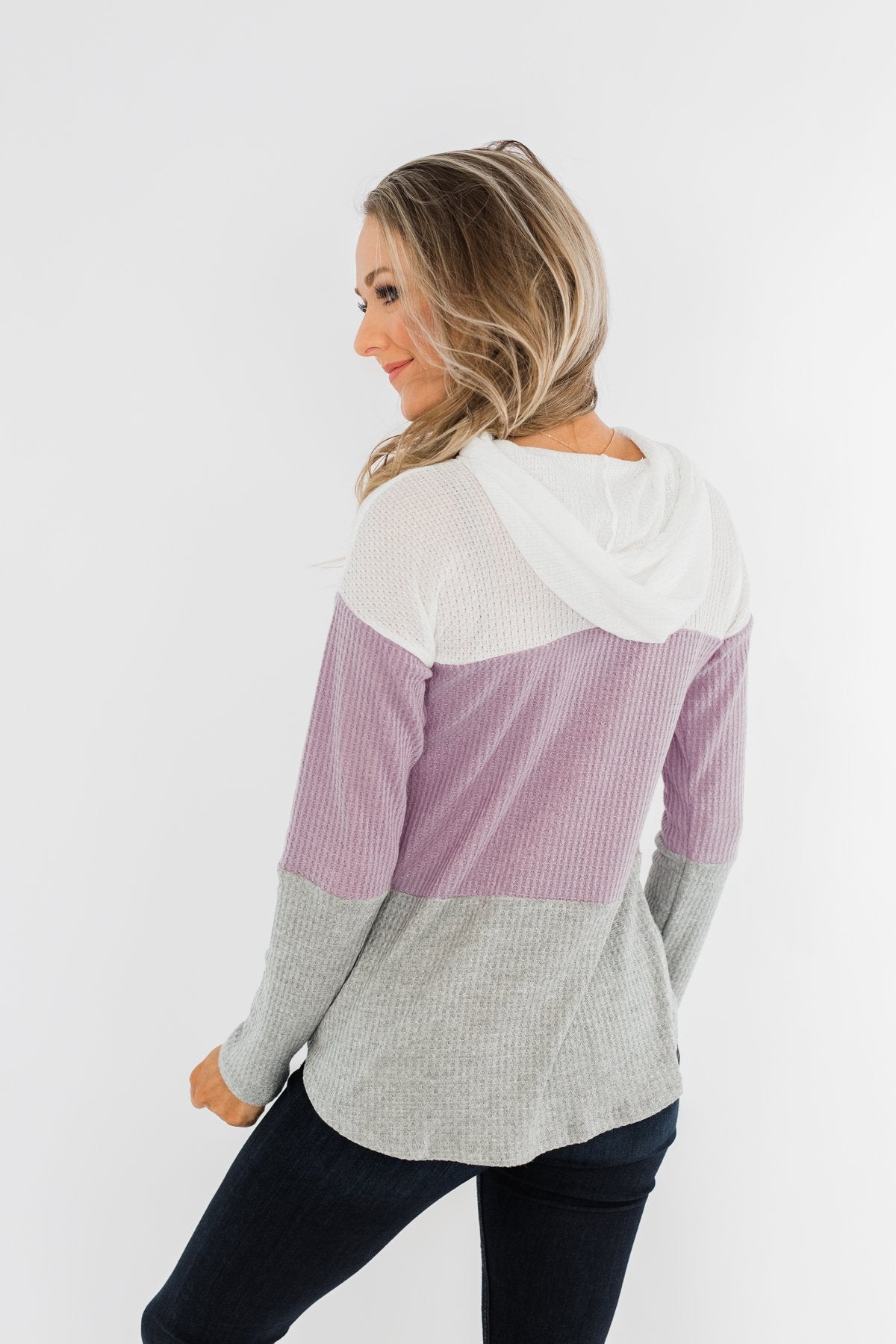 See Where It Goes Color Block Hoodie- Lavender & Grey – The Pulse Boutique