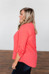 You Can Tell Me V-Neck Blouse- Coral