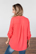 You Can Tell Me V-Neck Blouse- Coral