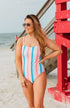 Beach Escape One Piece Swimsuit- Striped Multi-Color