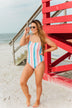 Beach Escape One Piece Swimsuit- Striped Multi-Color